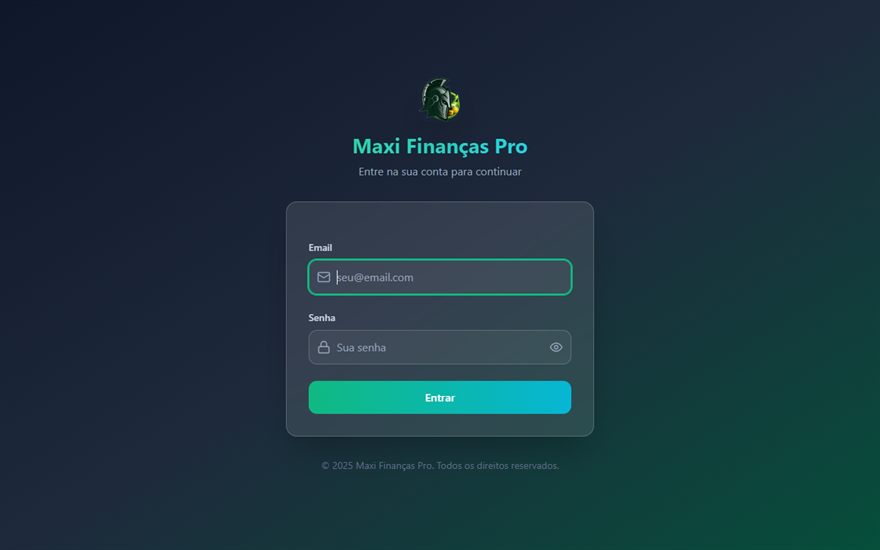 Tela de login do Maxi Finanças Pro