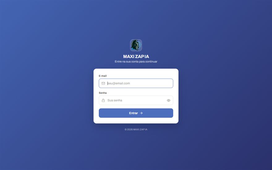 Tela de login do MAXI ZAP IA